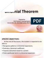 Binomial Theorem: Prepared By: Prof. Teresita P. Liwanag-Zapanta B.S.C.E, M.S.C.M., M.Ed Math (Units), PHD-TM (On-Going)