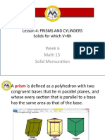 Lesson 4: Prisms and Cylinders Solids For Which V BH: Week 6 Math 13 Solid Mensuration