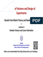 Analysis of Variance and Design of Experiments: Results From Matrix Theory and Random Variables