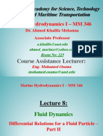 Lecture 8 - Marine Hydrodynamics I - Differential Relations For Fluid Particle - Part II