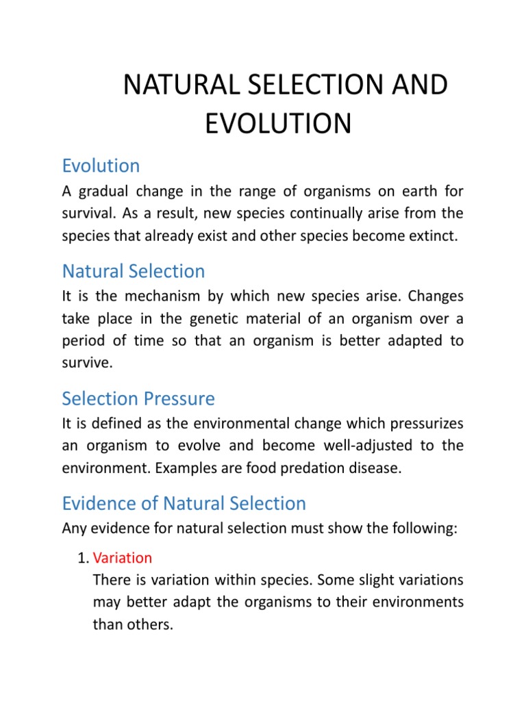 Natural Selection and Species Evolution | PDF | Natural Selection ...