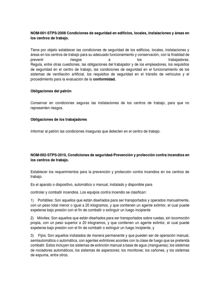 Normas de Seguridad en Centros de Trabajo | PDF | Construcción | Soldadura