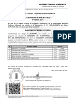 Constancia de Notas : Sanchez Romero Joseph