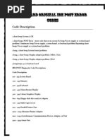 Standard Original IBM POST Error Codes: Code Description