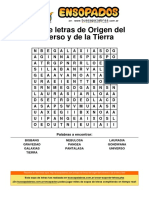 Sopa de Letras de Origen Del Universo y de La Tierra