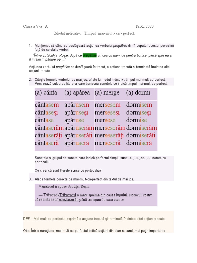 Modul Indicativ, Timp MMC Perfect | PDF