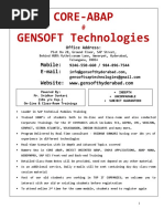 Core-Abap GENSOFT Technologies: Mobile: E-Mail: Website