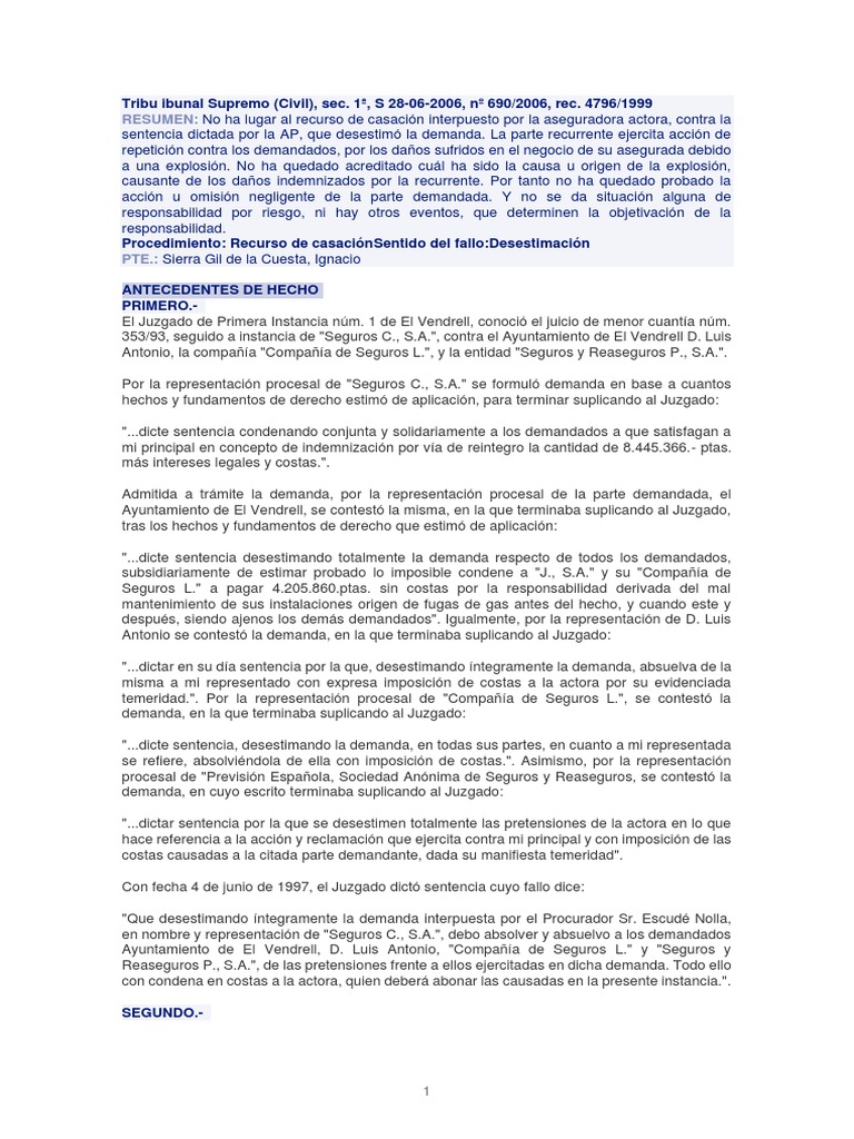 STS 28 de Junio 2006 | PDF | Caso de ley | Sentencia (ley)