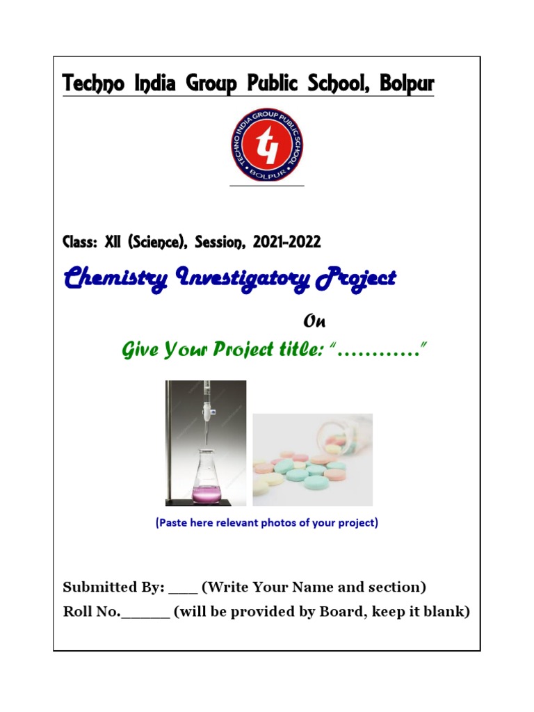 Class 12 Chemistry Project Front Page | PDF | Technology & Engineering