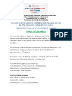 Instructivo para Estudiantes. Examen Diagnostico 480 HRS Programa Inglés de Inmersión