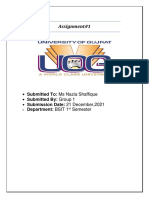 Assignment#1: Submitted To: Ms Nazia Shaffique Submitted By: Group 1 Submission Date: 21 December, 2021 Semester