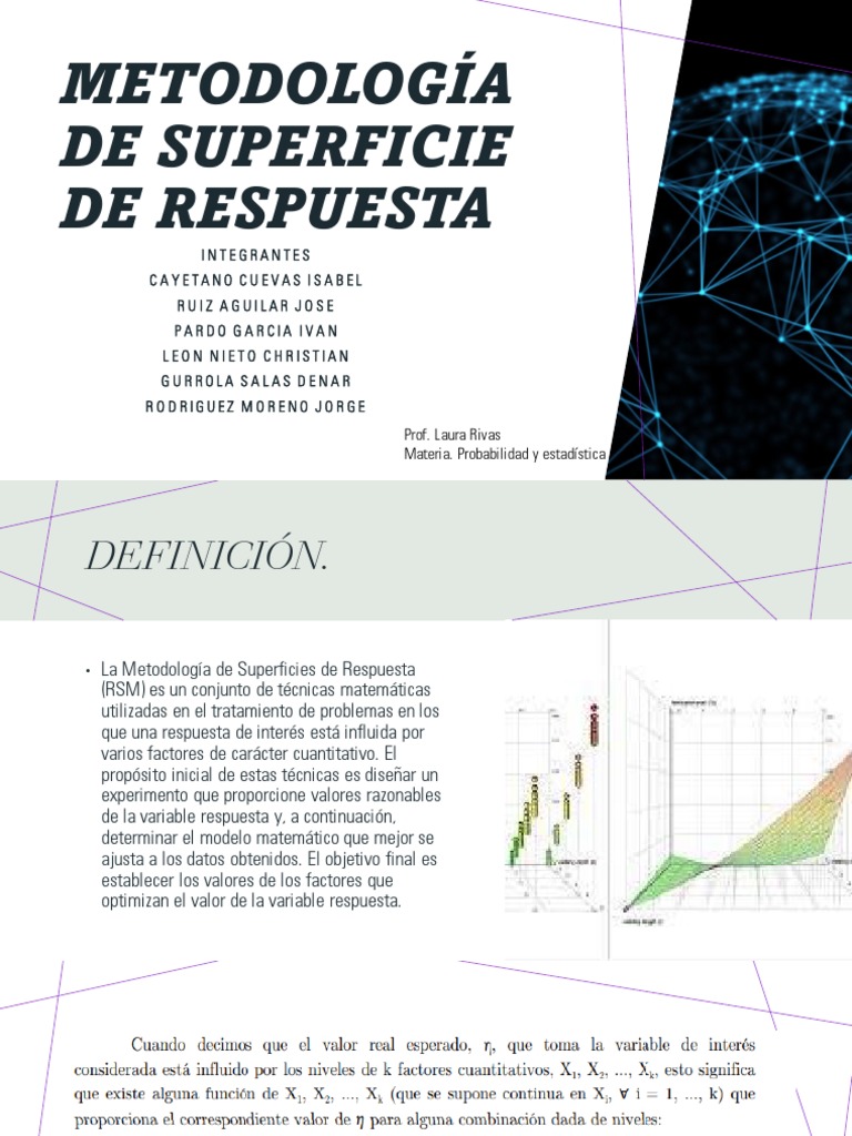 EQUIPO 5 Metodología de superficie de respuesta PDF Experimentar
