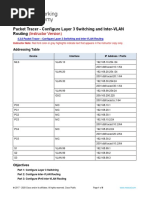 4.3.8 Packet Tracer - Configure Layer 3 Switching and Inter-VLAN Routing