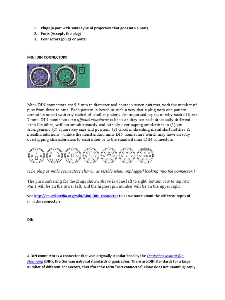 Plug, Ports and Connectors | PDF | Technology & Engineering