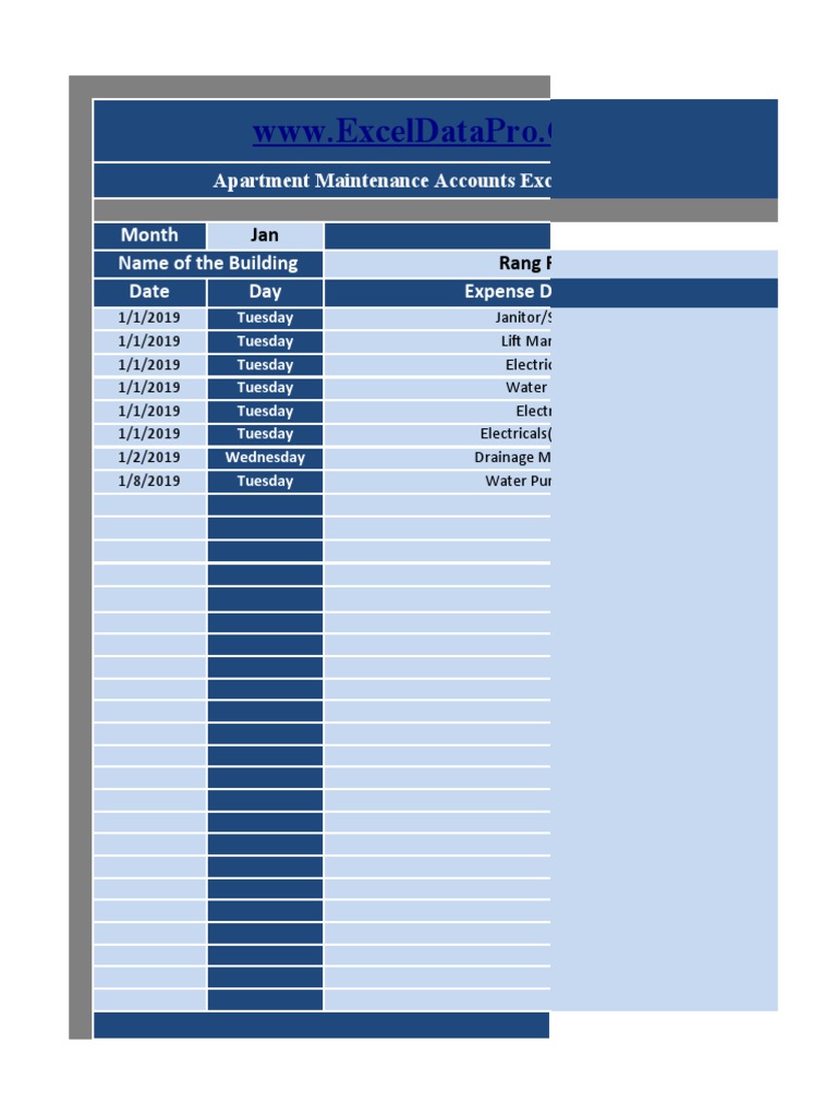 Apartment Maintenance Excel Template | PDF | Electrician | Machines