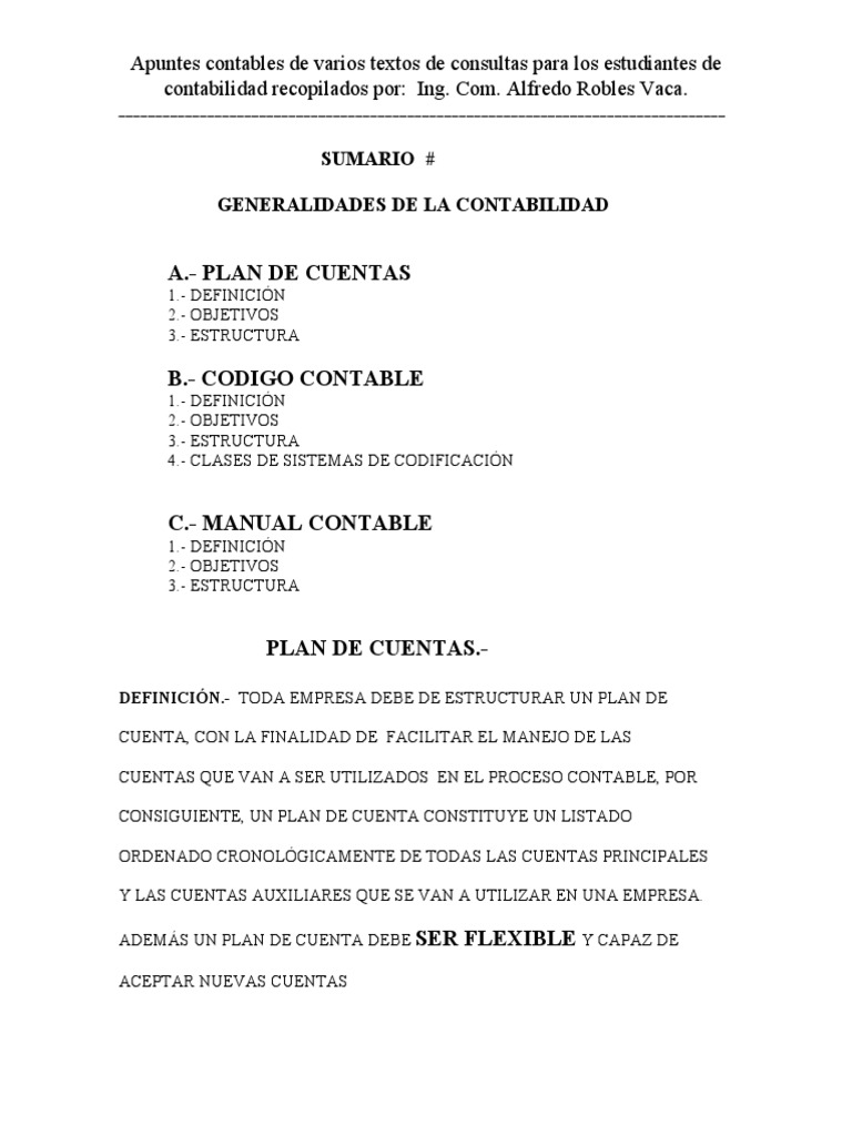 Codificación y Plan de Cuentas Contables | PDF | Contabilidad | Bancos