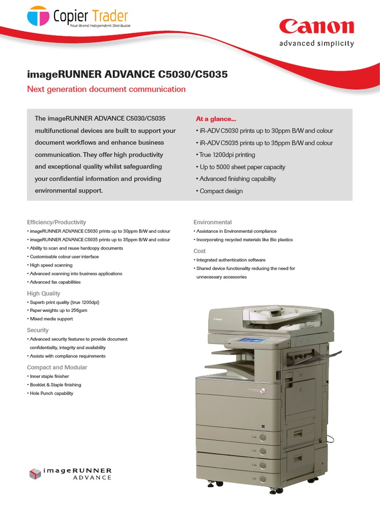 Canon imageRUNNER ADVANCE C5030/C5035 | PDF | Image Scanner | Computing