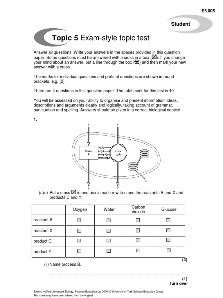 Topic 5 Exam-Style Topic Test: Student | PDF