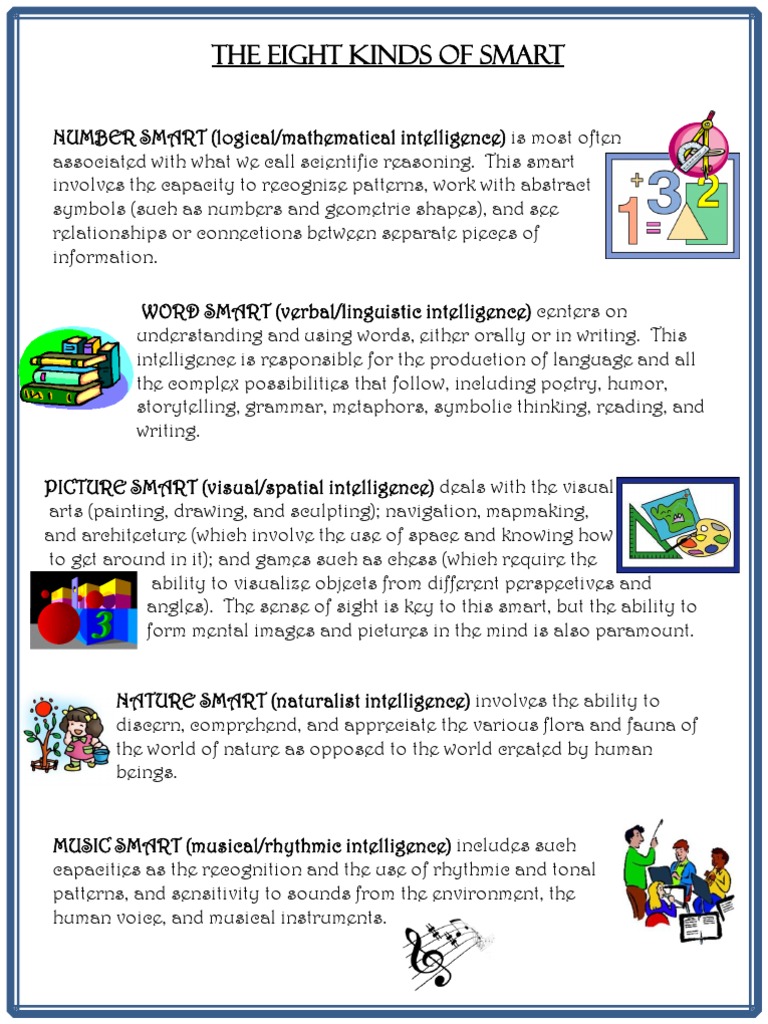 8 Intelligences Description Sheet | PDF | Intelligence ...