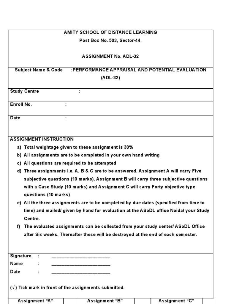 Assignment Performance A ADL 32 | PDF | Performance Appraisal | Cognition