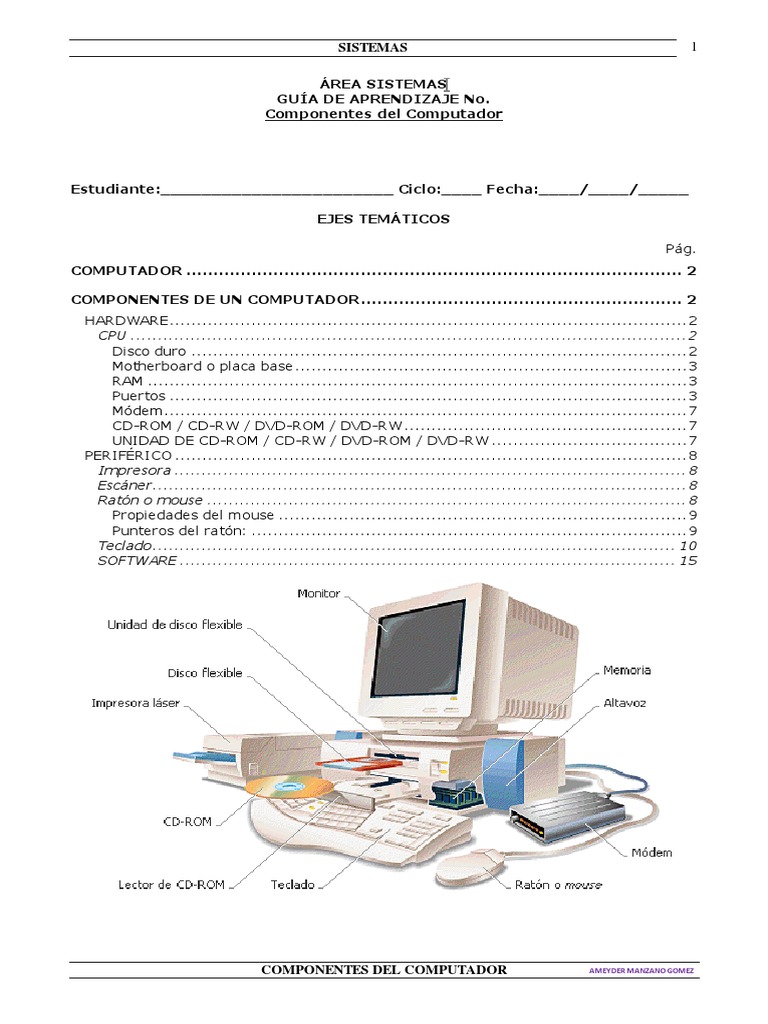 01 - Componentes Del Computador | PDF | Hardware de la computadora ...