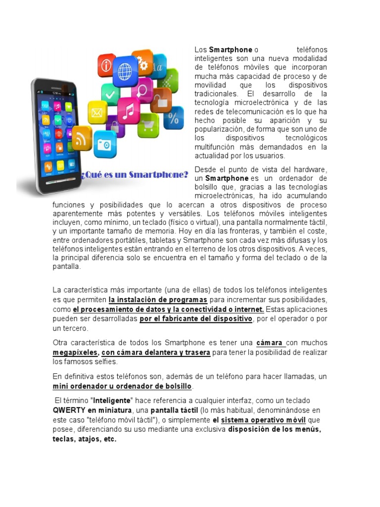 Características de Un Smartphone | PDF | Smartphone | Teléfonos móviles