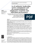 Effects of Authentic Leadership, Affective Commitment and Job Resourcefulness On Employees' Creativity and Individual Performance