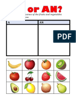 Write Down The Names of The Fruits and Vegetables Into The Table Below