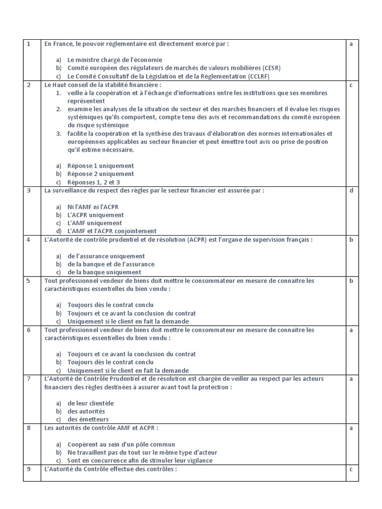 Certification Amf A Quoi Ca Sert Questions Certification AMF VIERGE Copie | PDF | Banques | Banque centrale  européenne