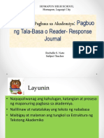 Pagbuo NG Tala-Basa o Reader-Response Journal: Mapanuring Pagbasa Sa Akademiya