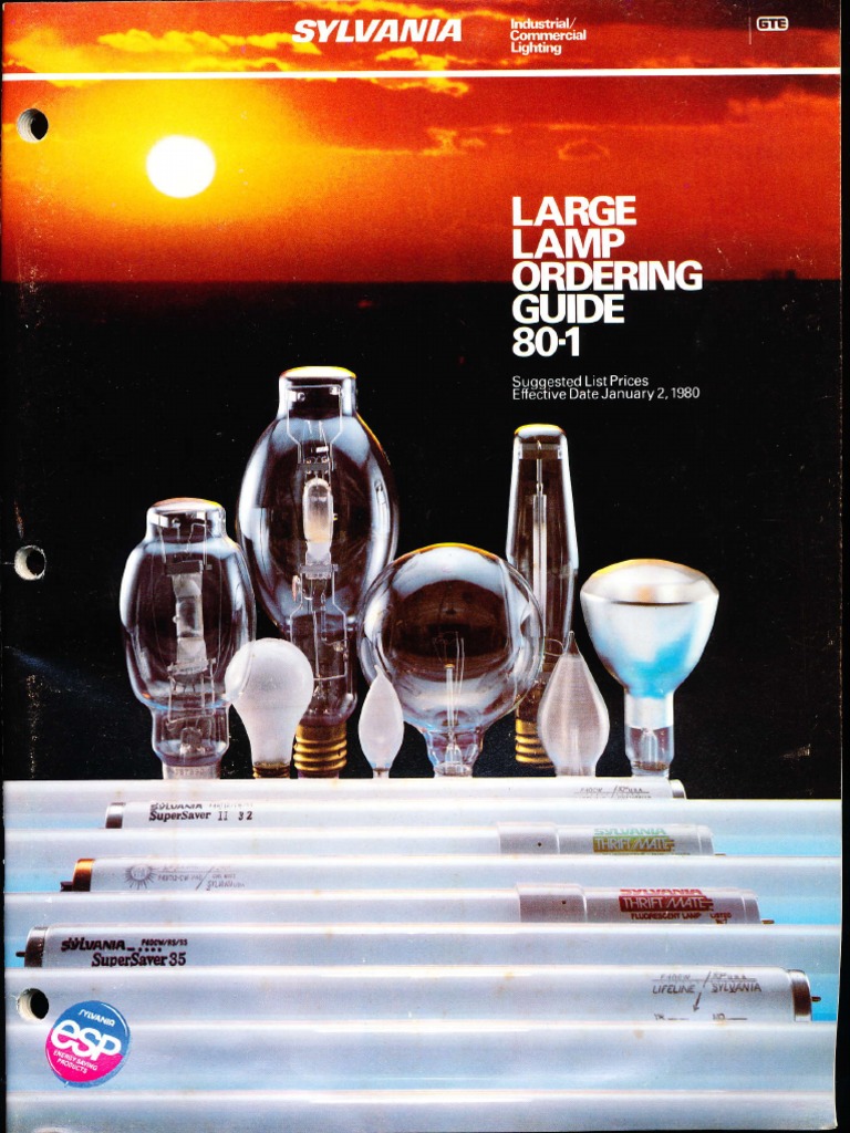 Sylvania 1980 Large Lamp Ordering Guide | PDF | Fluorescent Lamp