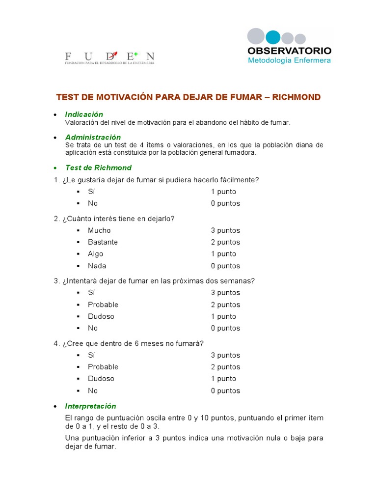 Test Richmond: Motivación para Dejar de Fumar | PDF