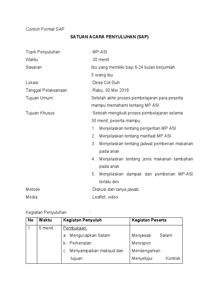 FORMAT SAP MP Asi | PDF | Kesehatan Holistik