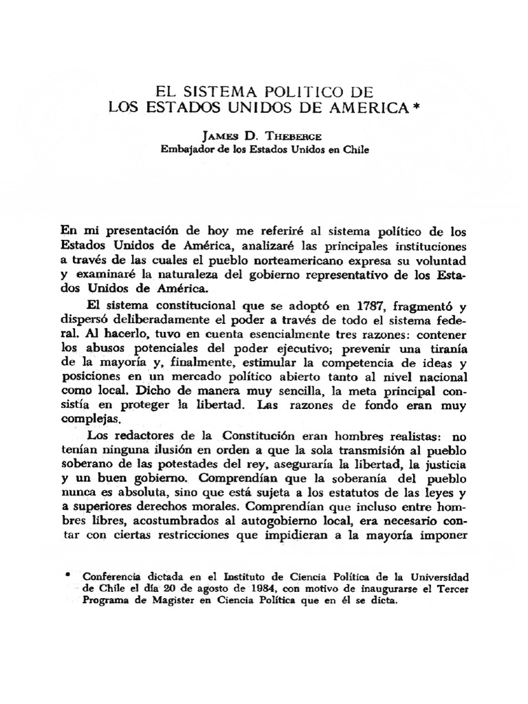El Sistema Politico de Los Estados Unidos de America | PDF | Gobierno ...