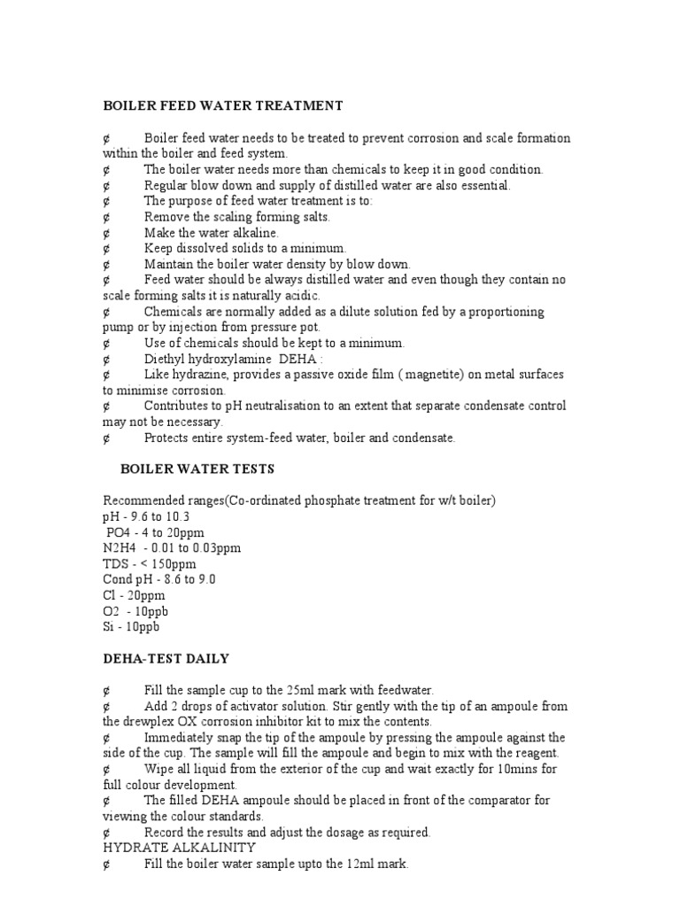 Boiler Feed Water Treatment PDF Boiler Steam