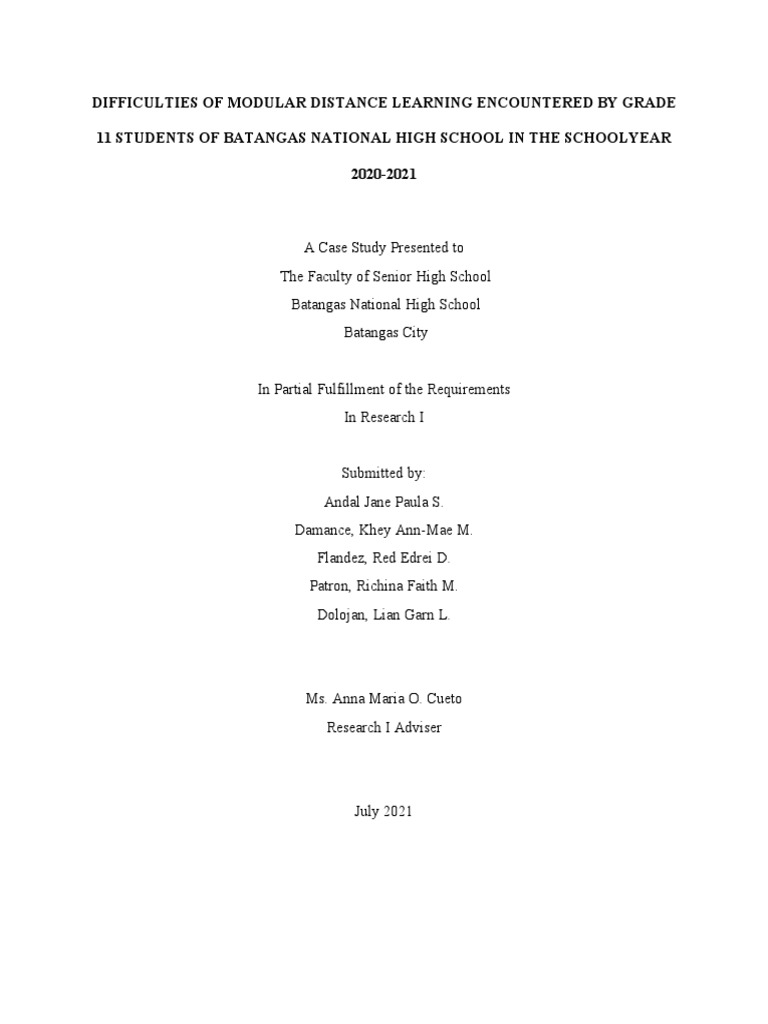 Challenges in Modular Learning for Grade 11 | PDF | Learning | Distance ...