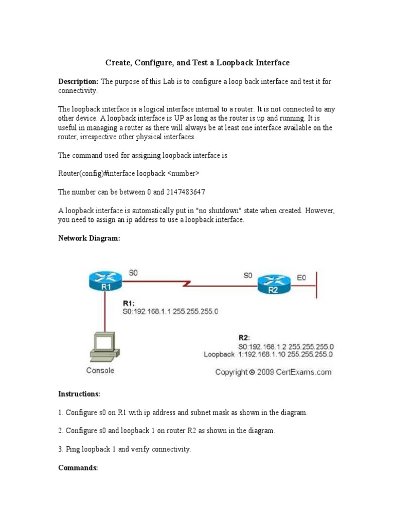 Configure and Test Loopback Interface | PDF