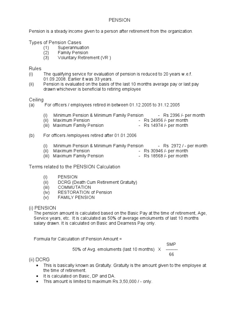 DCRG and Pension Calculation Guide | PDF | Pension | Retirement