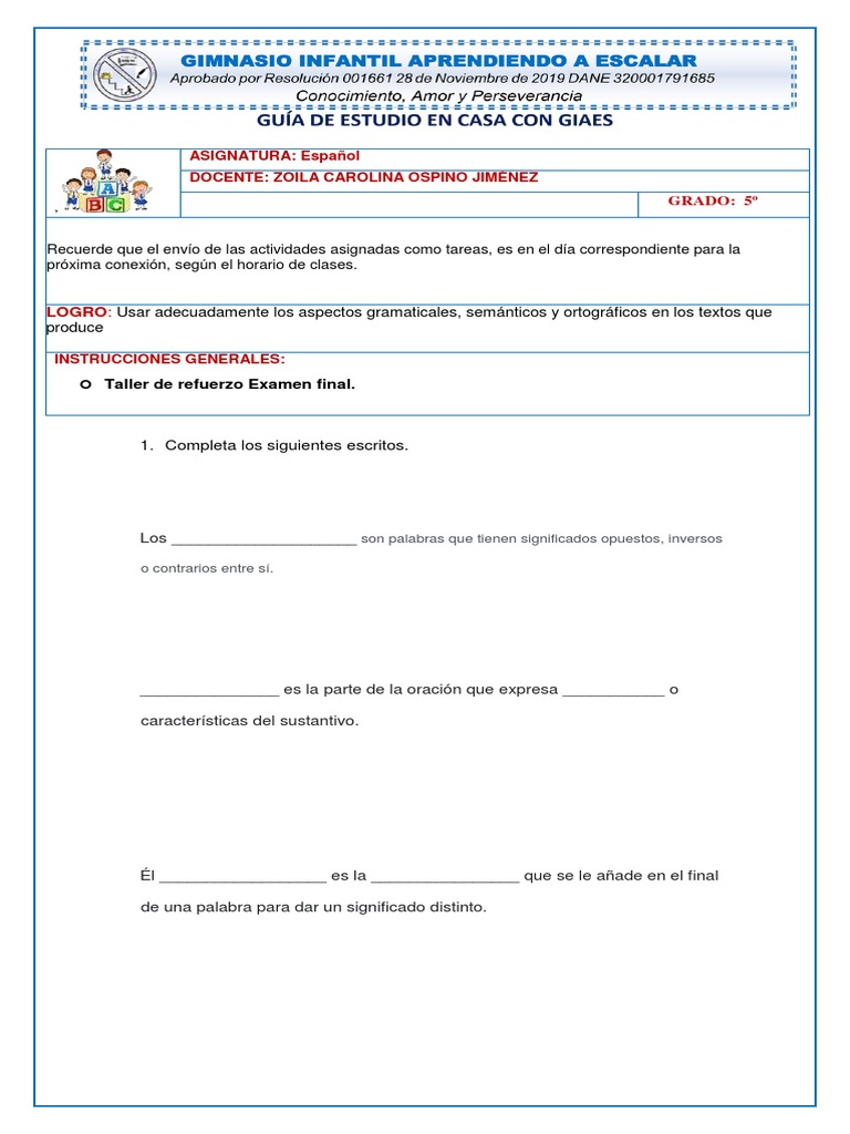 Taller 5º | PDF | Artes del Lenguaje y Comunicación