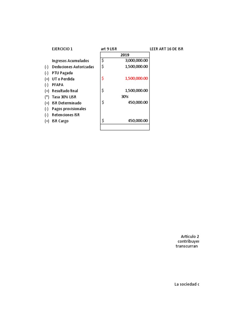 Cálculo de ISR y Resultados Fiscales 2020 | PDF | Impuesto sobre la ...