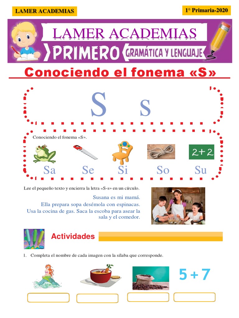 Actividades con la letra S para 1° grado | PDF