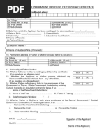 Application For Permanent Resident of Tripura Certificate