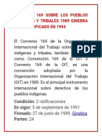Convenio 169 Sobre Los Pueblos Indigenas y Tribales 1989 Ginebra Suiza Ratificado en 1994