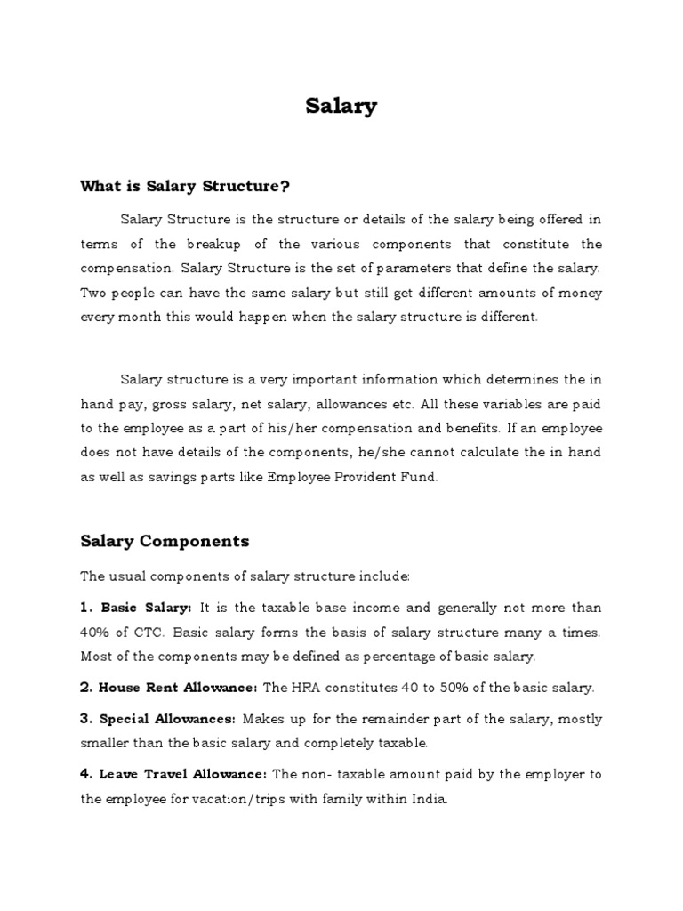 Understanding Salary Structure Components | PDF | Employment | Salary