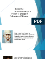 Lesson IV: The Reasons That Compel A Person To Engage in Philosophical Thinking