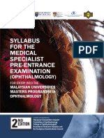 Syllabus of Medical Specialist Pre-Entrance Examination (Ophthalmology 2022)