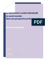 L Intervention Sociale Individuelle en Sante Mentale Dans Une Perspective Professionnelle