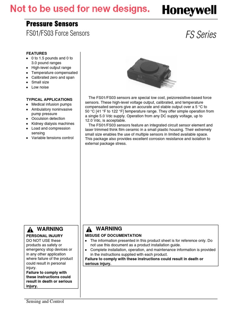 FS Series: FS01/FS03 Force Sensors | PDF | Sensor | Electrical Engineering
