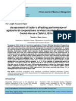 Assessment of Factors Affecting Performance of Agricultural Cooperatives in Wheat Market: The Case of Gedeb Hasasa District, Ethiopia