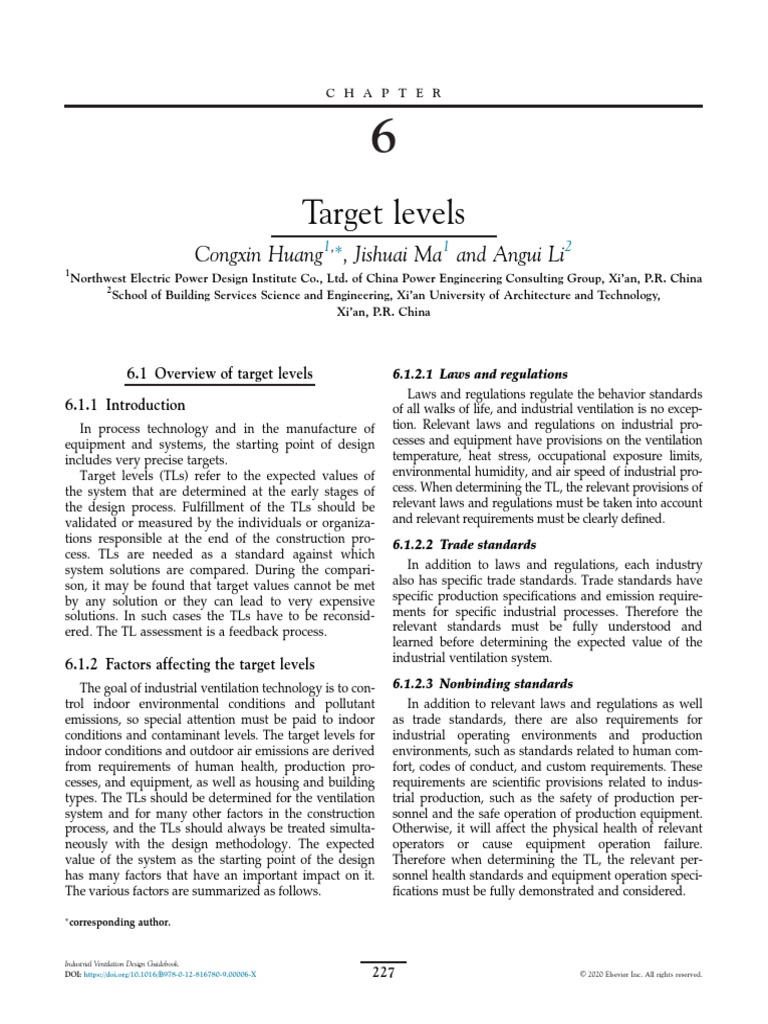 Chapter 6 Target Levels 2020 Industrial Ventilation Design